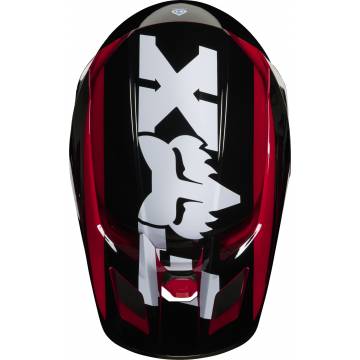 Motocross Helm Fox V2 Hayl , rot/schwarz für Kinder aus der Vogelperspektive mit Fox Logo