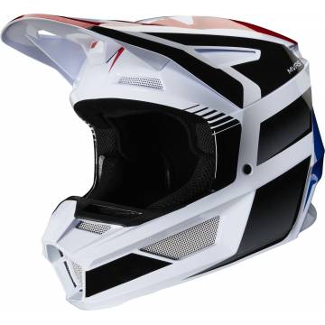Fox V2 Hayl Kinder Motocross Helm, weiss/rot/blau