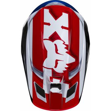 Fox V2 Hayl Kinder Motocross Helm, weiss/rot/blau, 24786-149 Ansicht von oben