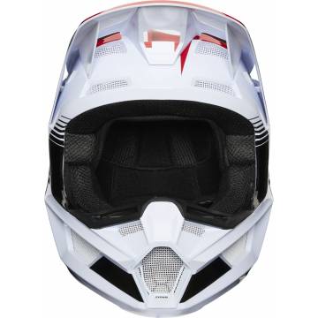 Fox V2 Hayl Kinder Motocross Helm, weiss/rot/blau, 24786-149 Frontansicht