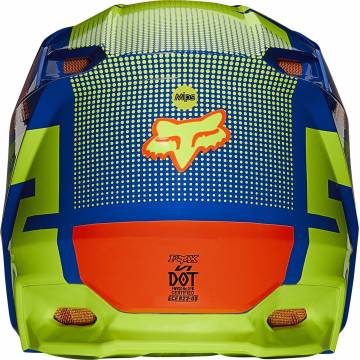 FOX V1 Oktiv Kinder Motocross Helm | blau-neongelb | 25878-002 Ansicht hinten