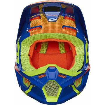 FOX V1 Oktiv Kinder Motocross Helm | blau-neongelb | 25878-002 Ansicht vorne