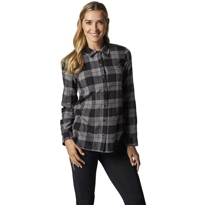 FOX Pines Damen Flanellhemd, grau, 25703-185