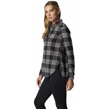 FOX Pines Damen Flanellhemd, grau, 25703-185 Seitenansicht