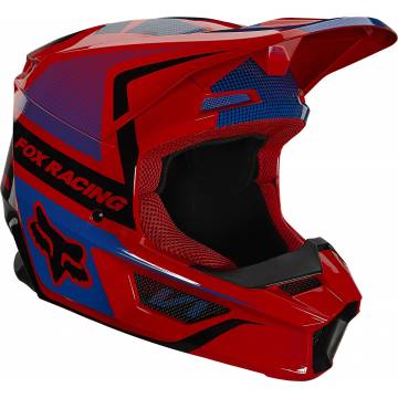 FOX V1 Oktiv Kinder Motocross Helm | rot-blau | 25878-110 Seitenansicht