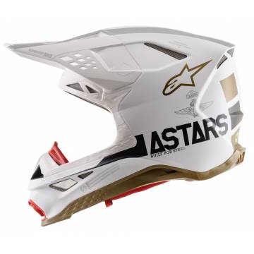 ALPINESTARS Limited Edition Squad 20 Supertech M8 Helm | weiß silber gold | 8302720-259 Seitenansicht links