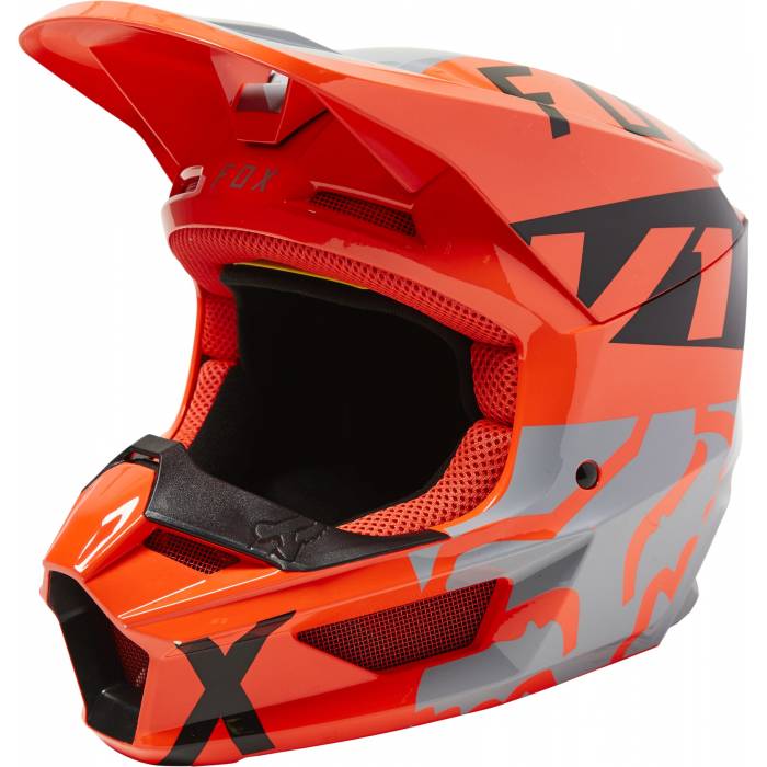 FOX V1 Kinder Motocross Helm Lux | orange grau | 28358-172 Steel Grey