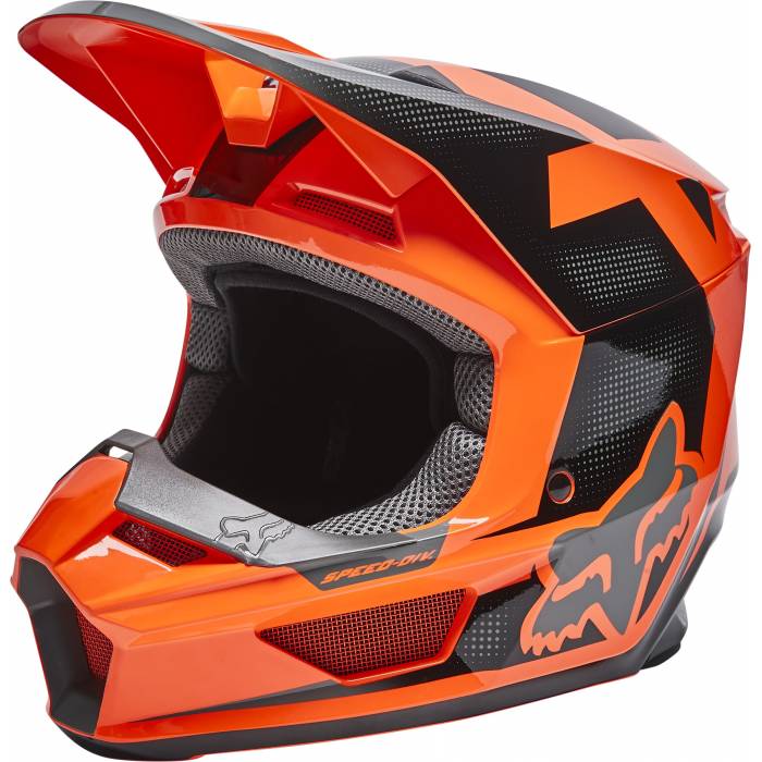 FOX V1 Kinder Motocross Helm Dier | orange schwarz | 28360-824 Flo Orange