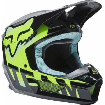 FOX V1 Kinder Motocross Helm Trice | grau neon gelb | 26782-176 Teal