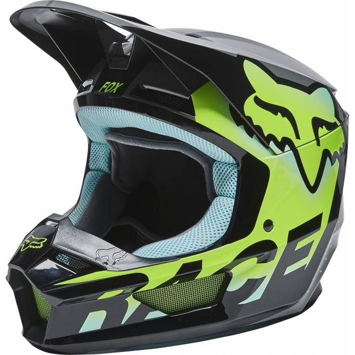 FOX V1 Trice Kinder Motocross Helm, grau neon gelb