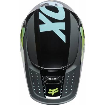 FOX V1 Kinder Motocross Helm Trice | grau neon gelb | 26782-176 Größe S