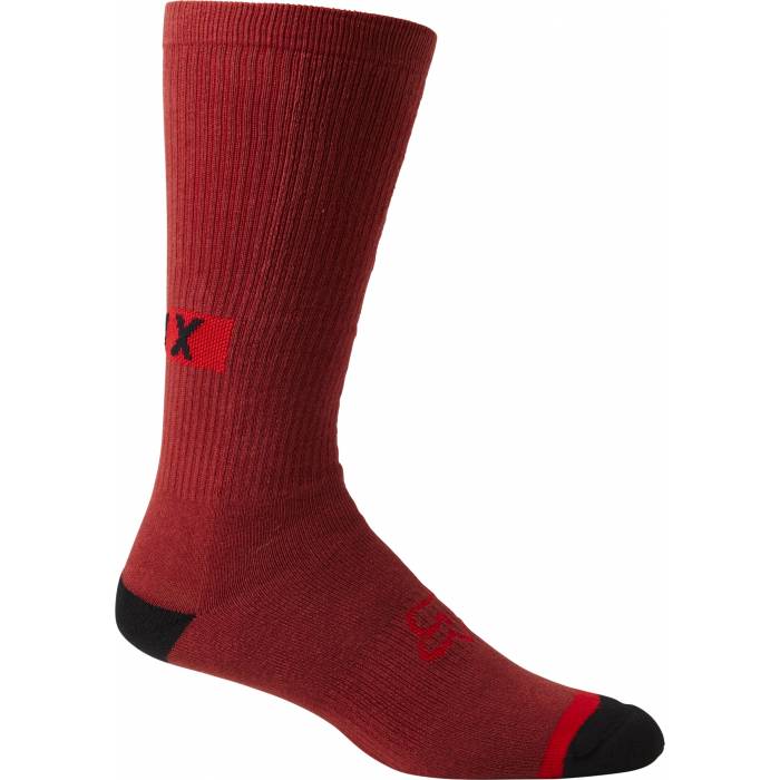 FOX MTB Socken Defend Crew | 10" lang | dunkelrot | 28928-348 Red Clay