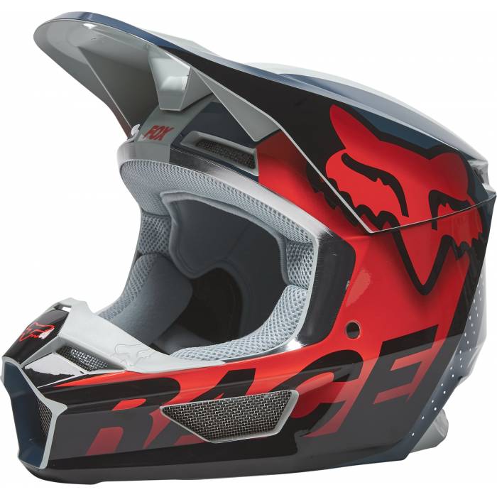 FOX V1 Motocross Helm Trice | grau orange | 26779-230