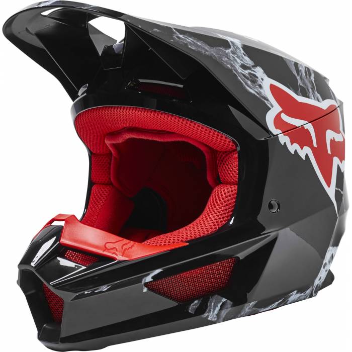 FOX V1 Motocross Helm Karrera | schwarz rot | 28810-001